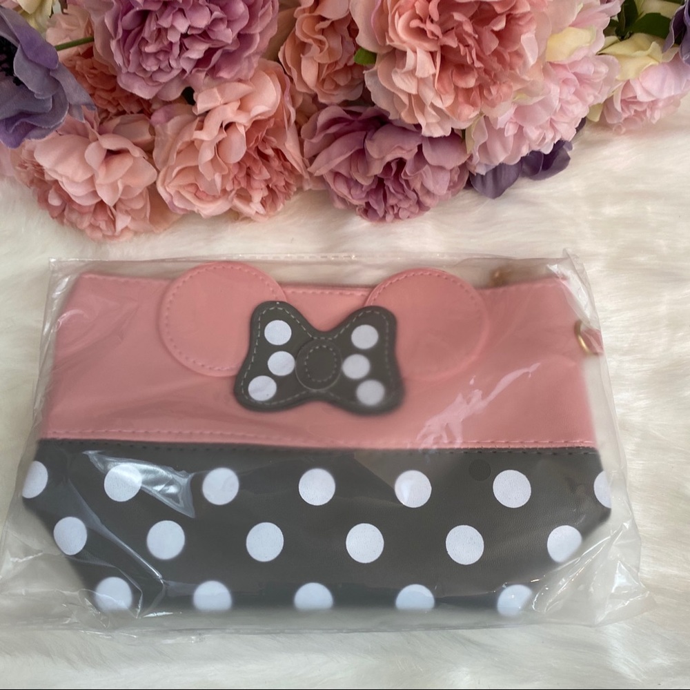 Minnie Mouse Pink & Gray Makeup Cosmetic Bag - Picture 6 of 8